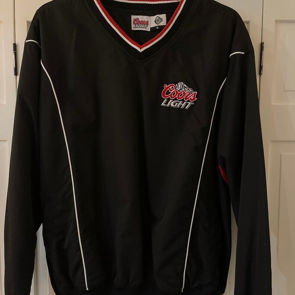 Coors Light Windbreaker Jacket Mens L Black Red Pullover Polyester Mesh Lined - Picture 1 of 9
